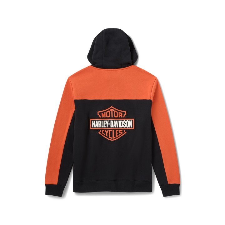 Felpa con zip Harley-Davidson Essential Color Blocking Nero/Arancione