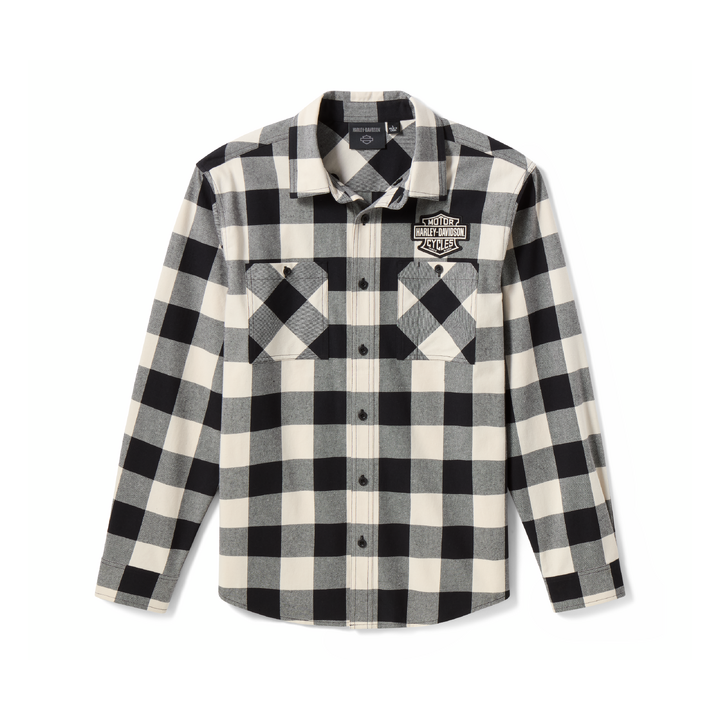 Camicia di flanella da uomo H-D American Classic Buffalo Check - Birch & Harley Black
