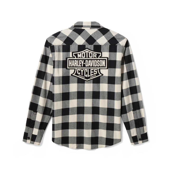 Camicia di flanella da uomo H-D American Classic Buffalo Check - Birch & Harley Black
