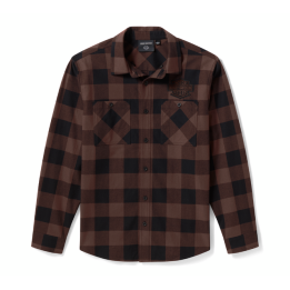Camicia di flanella da uomo H-D American Classic Buffalo Check - Coffee & Harley Black