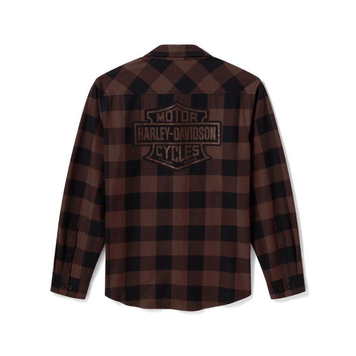 Camicia di flanella da uomo H-D American Classic Buffalo Check - Coffee & Harley Black