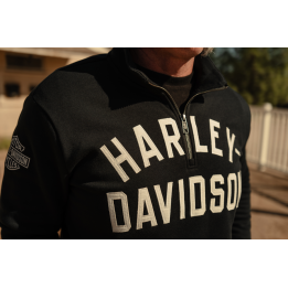 Felpa da uomo H-D Essential con cerniera a 1/4 - Harley Black