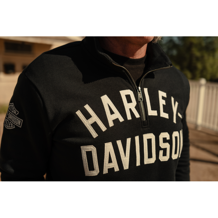 Felpa da uomo H-D Essential con cerniera a 1/4 - Harley Black