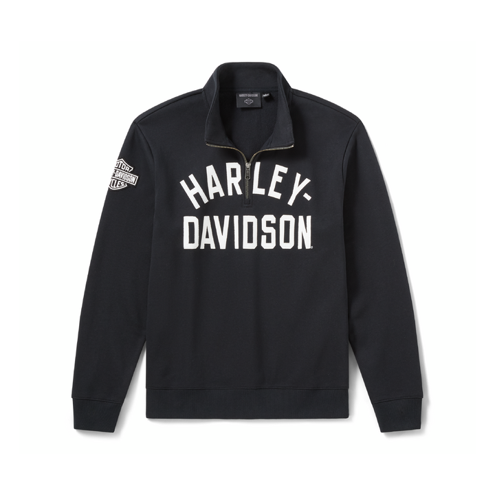 Felpa da uomo H-D Essential con cerniera a 1/4 - Harley Black
