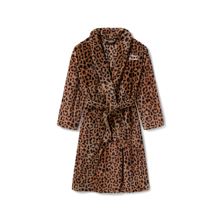 Accappatoio leopardato in pile HD da donna